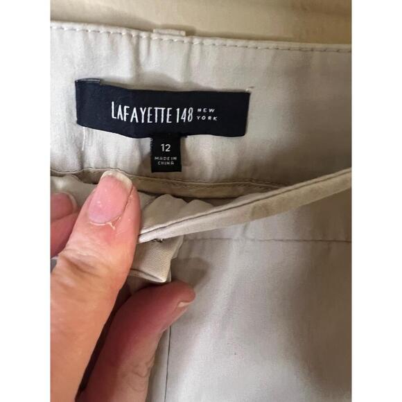 Lafayette 148 New York Beige Flat Front Cropped Dress Pants High Rise Size 12 - Picture 2 of 10